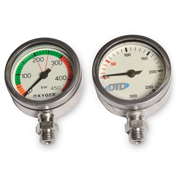 pressure gauge - 200 bar, 52 mm, Tempered glass, Nickel plated