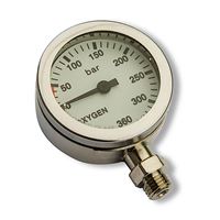 pressure gauge OXYGEN 300 bar 52 mm, Tempered glass, Nickel plated